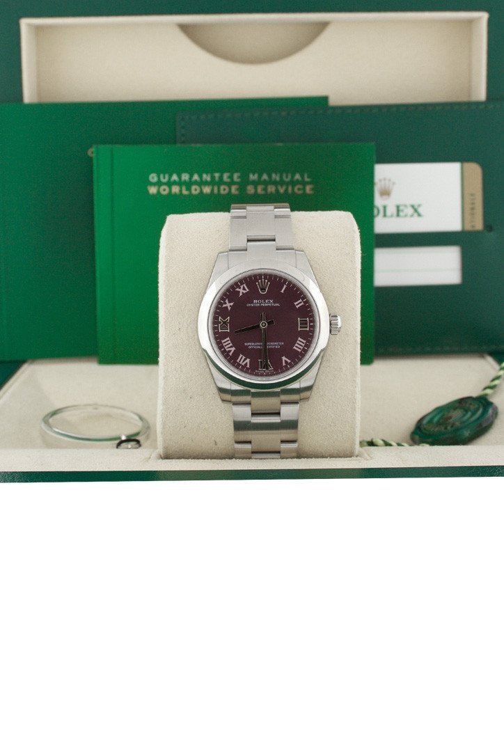 Oyster Perpetual 31 Red Grape Roman Dial Steel Ladies Watch 177200.