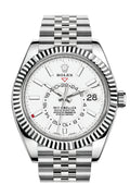 Sky Dweller White Dial 18K White Gold Bezel Steel Jubilee Men's Watch 326934.